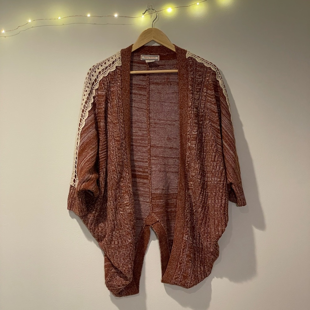 tomato red cardigan sweater